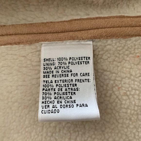 Talbots Tan Sherpa Lined Faux Suede Vest Size Medium - Picture 7 of 7